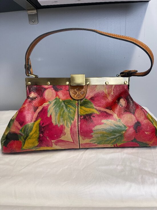 Patricia Nash Handbags - Patricia Nash Ferrara Floral Italian Leather Frame Satchel